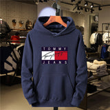 Tommy T Hoodie Hooded Sweater Fleece Print
