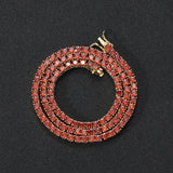 Zircon necklace red single row zircon necklace