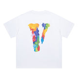 Vlone T Shirt Spring Summer Color Big V Letter Crew Neck