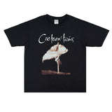 Rock Star T Shirt Cocteau Twins Band Printed T-shirt Pure Cotton Men and Women Washed Distressed