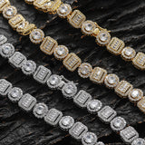 Zircon necklace round square mixed zircon tennis chain