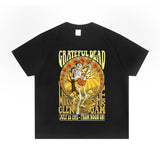 Rock Star T Shirt European and American Rateful Dead Rock Band Personality T-shirt Short Sleeve Loose