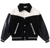 Unisex Baseball Jersey Vintage PU Baseball Uniform Loose Casual Jacket