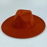 Walter White Fedora Solid Color Big Brim Top Hat Lun Fedora Hat Men and Women Retro Woolen Hat