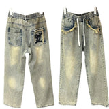 Unisex Jeans Washed Jeans Casual Wide Leg Pants Straight
