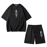 Nasa Tracksuit Men's Summer Short Sleeve T-shirt Two-Piece Half Sleeve round Neck Top Youth Casual