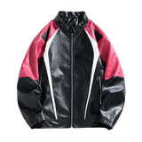 Unisex Baseball Jersey PU Leather Jacket Spring/Autumn Stand-Up Jacket