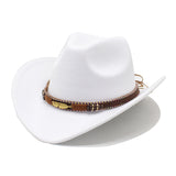 Walter White Fedora Tibetan Top Hat Metal Feather Western Cowboy Top Hat Men Female Cap Felt Cap