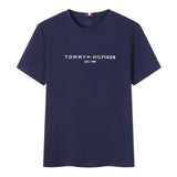 Tommy T Shirts Summer Clothes T-shirt Crew Neck T-shirt Solid Color