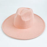 Walter White Fedora Solid Color Big Brim Top Hat Lun Fedora Hat Men and Women Retro Woolen Hat