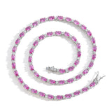 Zircon necklace colorful oval mix and match tennis chain