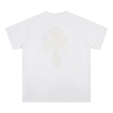 CHH Chrome Heart T Shirts Croix Cross Color Embroidery Printed Short Sleeve T-Shirt Loose