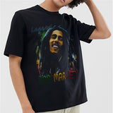 Rock Star T Shirt Bob Marley Printed Cotton T-shirt Loose plus Size Street
