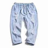Unisex Jeans Summer Ripped Jeans Loose Straight Casual Pants