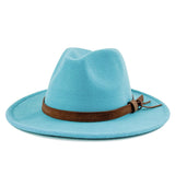 Walter White Fedora Solid Color Top Hat Versatile Fedora Hat British Style Big Brim Woolen Hat