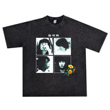Rock Star T Shirt Retro Washed Short Sleeve Loose Street