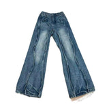 Unisex Jeans Washed Splicing Design Sense Casual