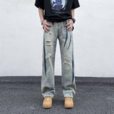 Unisex Jeans Vintage Ripped Loose Vibe Elastic Waist Jeans