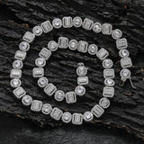 Zircon necklace round square mixed zircon tennis chain