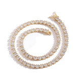 Zircon necklace large and small ladder square mixed zircon tennis chain