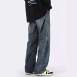 Unisex Jeans Vintage Blue Wide Leg Jeans Loose Straight