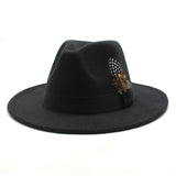 Walter White Hats Fashion Couple Feather Woolen Top Hat Flat Brim Big Brim Jazz Hat