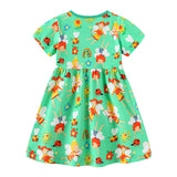 Girl Dress Girls' Summer Knitted Cartoon Printed Princess Dress round Neck
