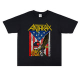 Rock Star T Shirt Anthrax Band Printed T-shirt Short Sleeve round Neck Loose Version for Men and Women
