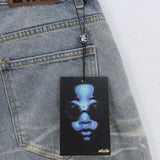 HS jeans Vintage Ripped Denim Shorts with Star Graphic and Distressed Details