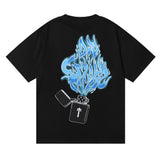 Trapstar T Shirts Trapstar Lighter Flame Print Casual Short Sleeve T-Shirt