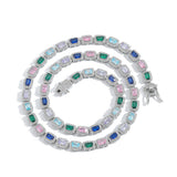 Zircon necklace mixed color rectangular zircon single row chain