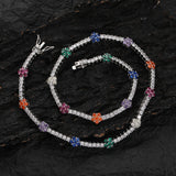 Zircon necklace colorful small flower-shaped zircon single row chain