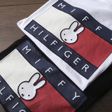 Tommy T Shirts Tommy Men's Rabbit Printed Embroidered Logo round Neck Short Sleeve T-shirt