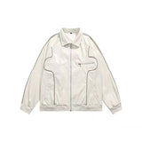 Unisex Baseball Jersey PU Vintage Casual Loose Couple Jacket