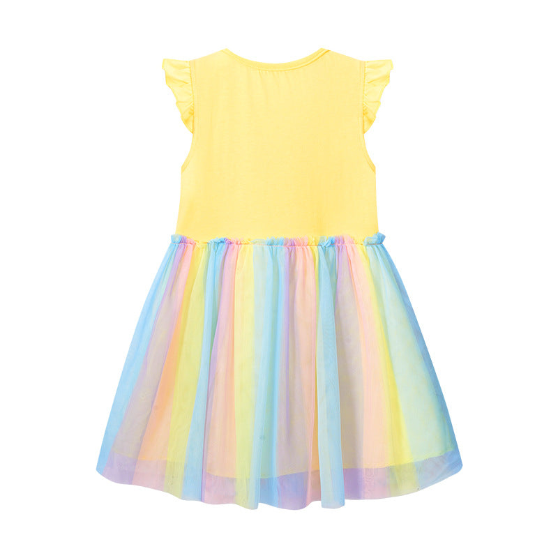 Girl Dress Summer Knitted Cotton Cartoon Embroidery