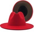 Walter White Fedora Woolen Hat Double-Sided Color Matching Felt Cap Flat Brim Fedora Hat