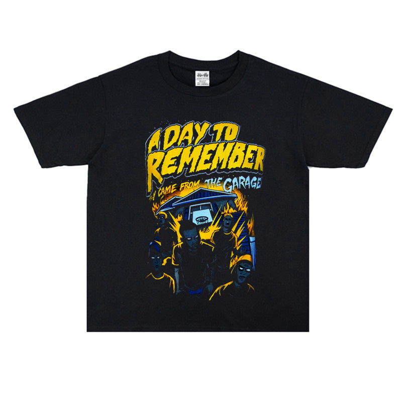 Rock Star T Shirt Printed T-shirt Short Sleeve round Neck Loose Men's Large Size