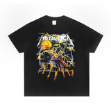 Rock Star T Shirt Metallica Rock Washed Distressed T-shirt Loose Street Men and Women