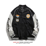 Men Baseball Jacket Fall Color-Blocking Baseball Uniform Loose All-Matching Couple Style