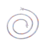 Zircon necklace colorful three-prong tennis chain