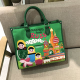 Chh Chrome Heart Leather Bag Splicing Embroidered Tote Bag