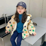 Girl Jacket Girls' Coat Rainbow Dot Hooded