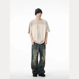 Unisex Jeans Vintage Wash Wide Leg Jeans Straight Pants