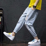 Unisex Jeans Summer Ripped Jeans Loose Straight Casual Pants