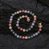 Zircon necklace Colorful flower-shaped zircon tennis necklace