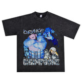 Rock Star T Shirt Drake Hip Hop Print Cotton T-shirt Short Sleeve Men and Women Loose