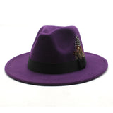 Walter White Hats Fashion Couple Feather Woolen Top Hat Flat Brim Big Brim Jazz Hat