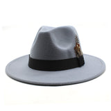 Walter White Hats Fashion Couple Feather Woolen Top Hat Flat Brim Big Brim Jazz Hat