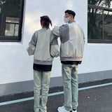Unisex Baseball Jersey Vintage Grey Knitted Baseball Jacket