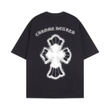 CHH Chrome Heart T Shirts Croix Cross Leather Printed Short Sleeve T-Shirt